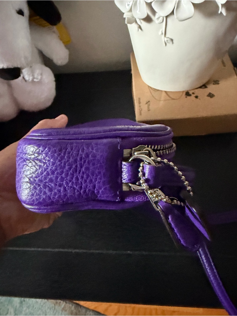 Like new Coach Pebbled Leather Purple Crossbody Bag with Logo Plaque - Picture 6 of 9